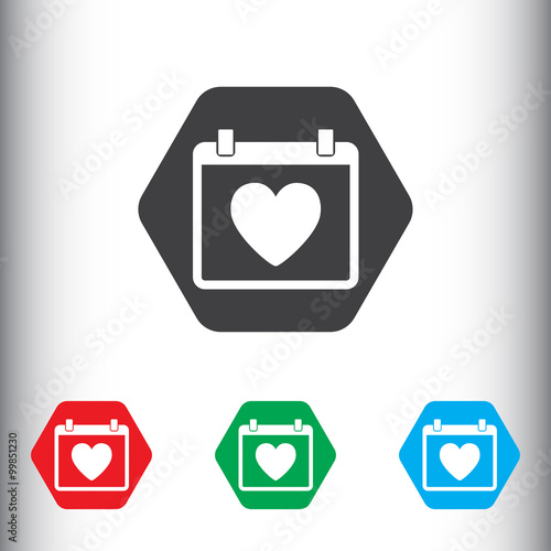 Valentine day calendar icon