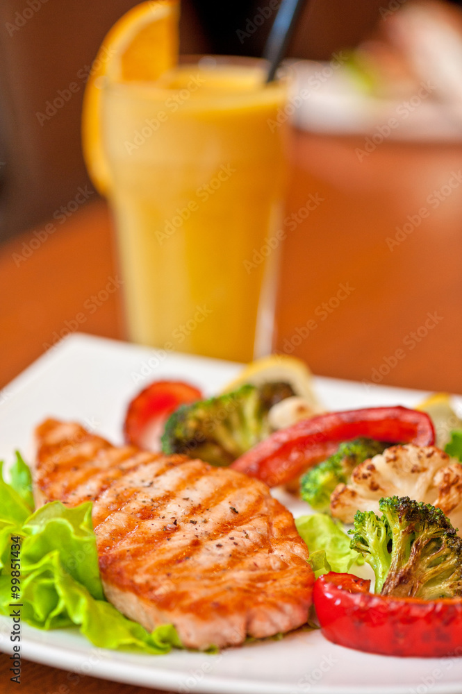 salmon steak closeup salmon steak closeup