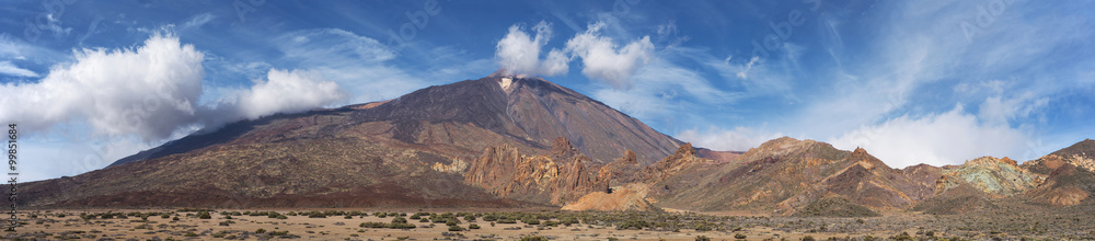 Teide national park, volcanic landscape panorama, Tenerife, Canary island, Spain.