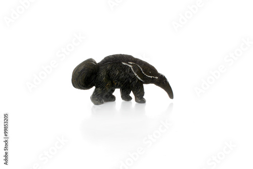 toy anteater. animal of plastic material isolated on white background