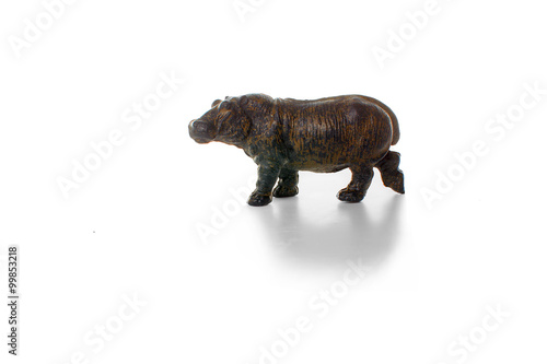 toy hippopotamus. plastic toy hippo isolated on white background