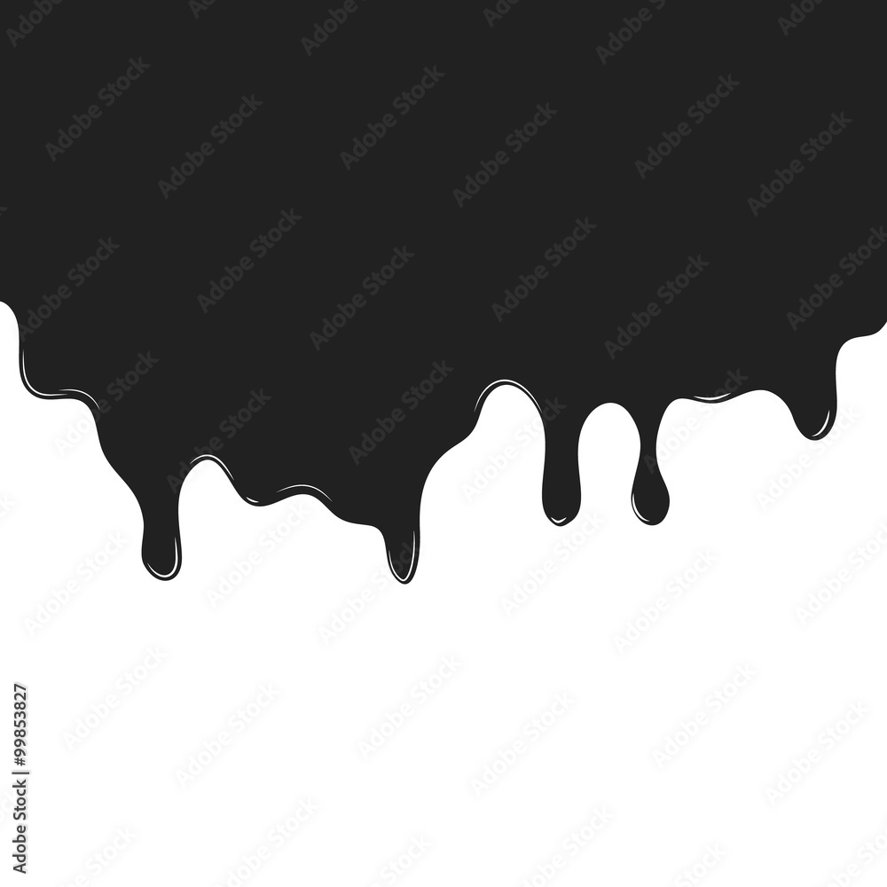 Vector oil dripping melting illustration background. Monochrome melting