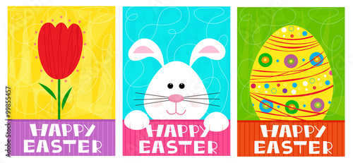 Happy Easter banners - Three different Happy Easter banners with tulip  bunny and Easter egg. Eps10