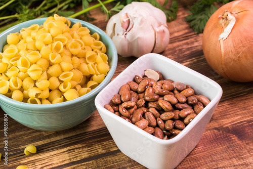 Ingredients for minestone soup. photo