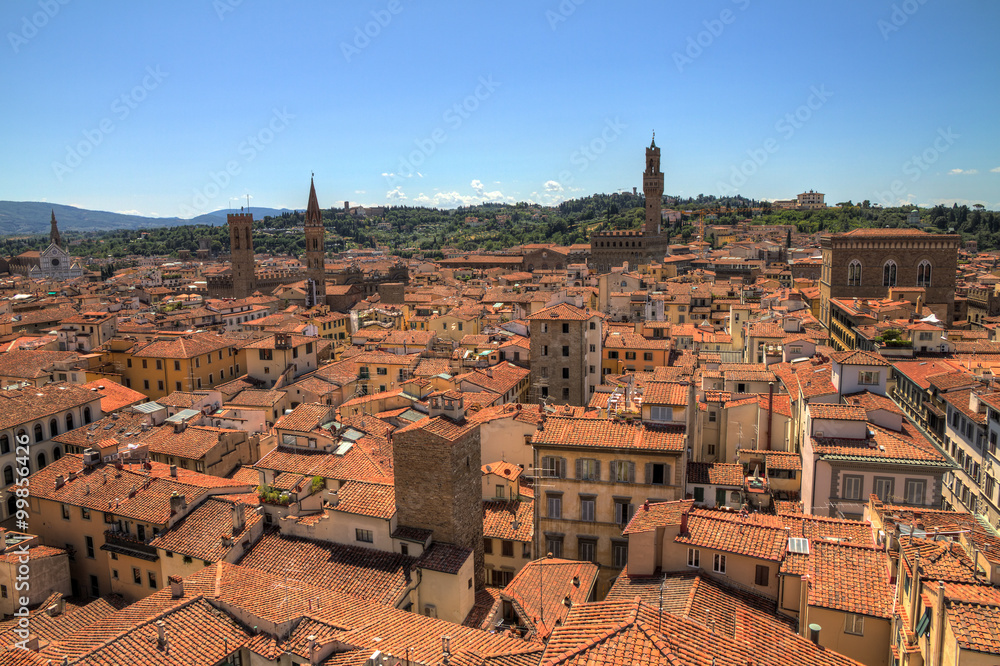 Cityscape of Firenze, Italy, seen from Giotto's Campanile. HDR