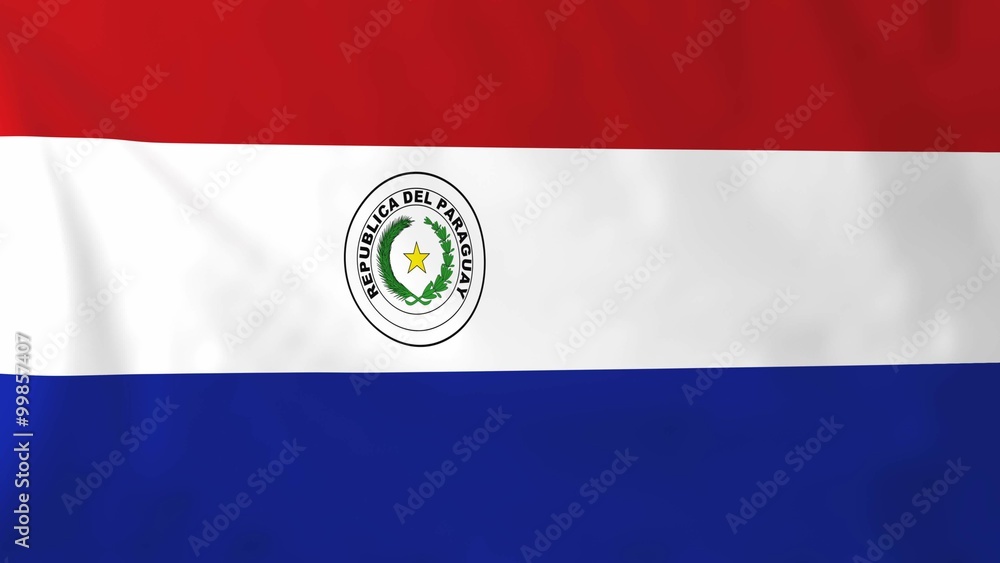 Flag of Paraguay, slow motion waving. Rendered using official design and colors. Flag of Paraguay, slow motion waving. Rendered using official design and colors.