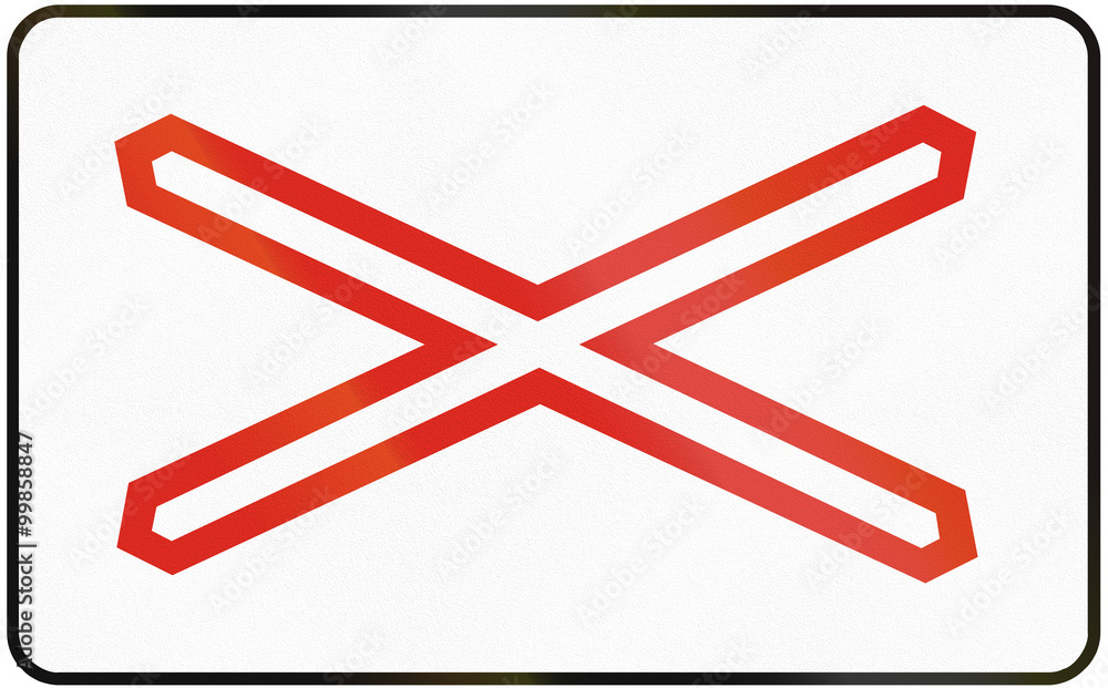 Road sign used in Slovakia - Warning cross for single track level crossing Road sign used in Slovakia - Warning cross for single track level crossing