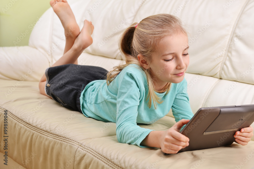 girl with modern tablet girl with modern tablet