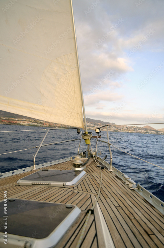 Obraz premium Yacht sailing in Atlantic ocean.Tenerife,Canary Islands.