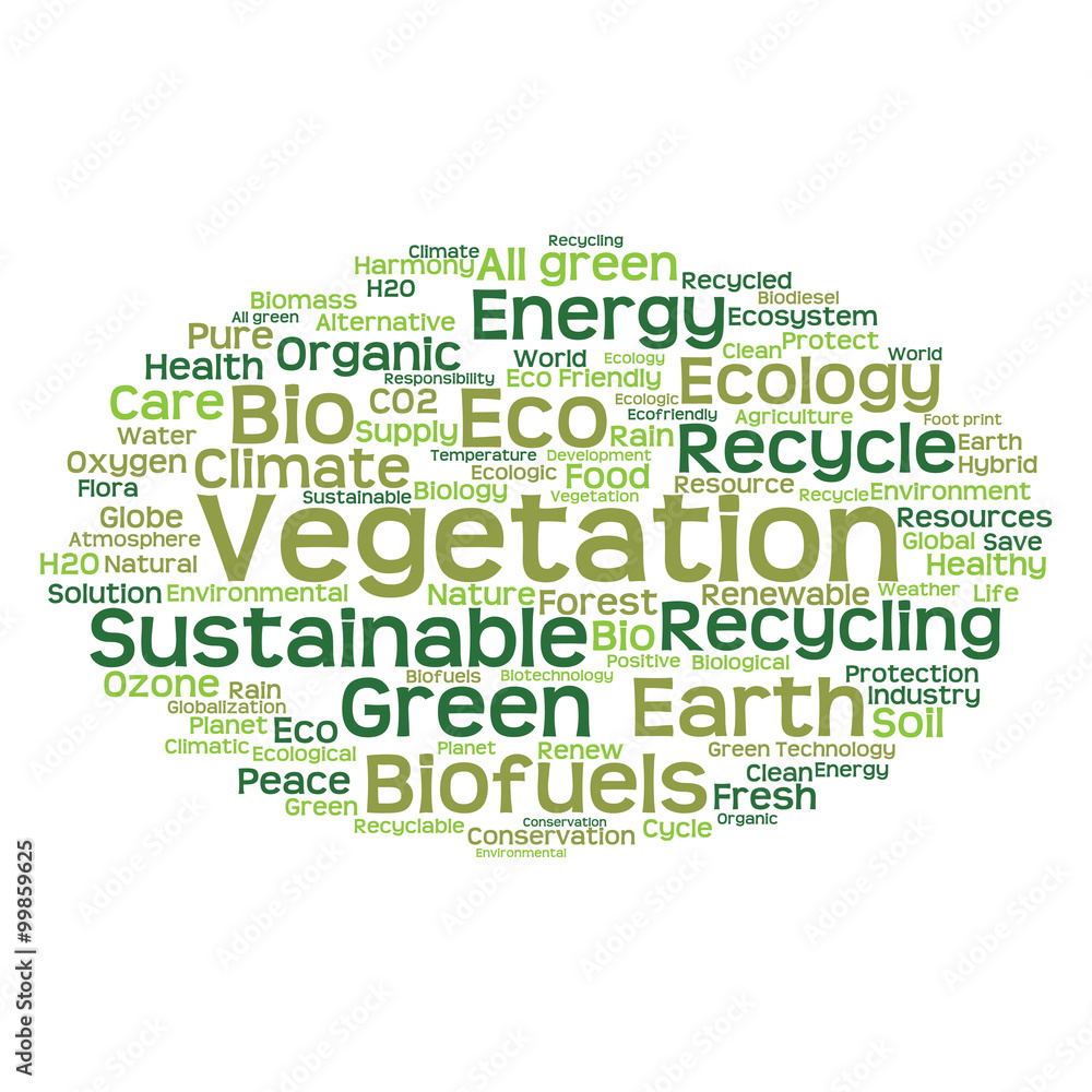 Fototapeta premium Conceptual ecology word cloud isolated
