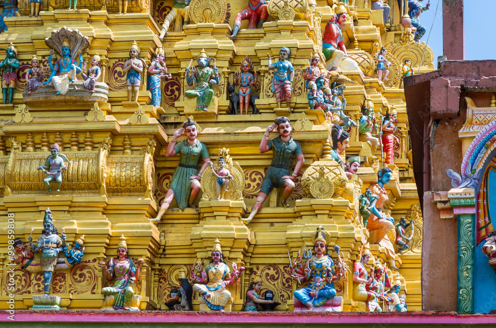 Fototapeta premium Sri Muthumariamman Kovil Temple in Matale. Detail