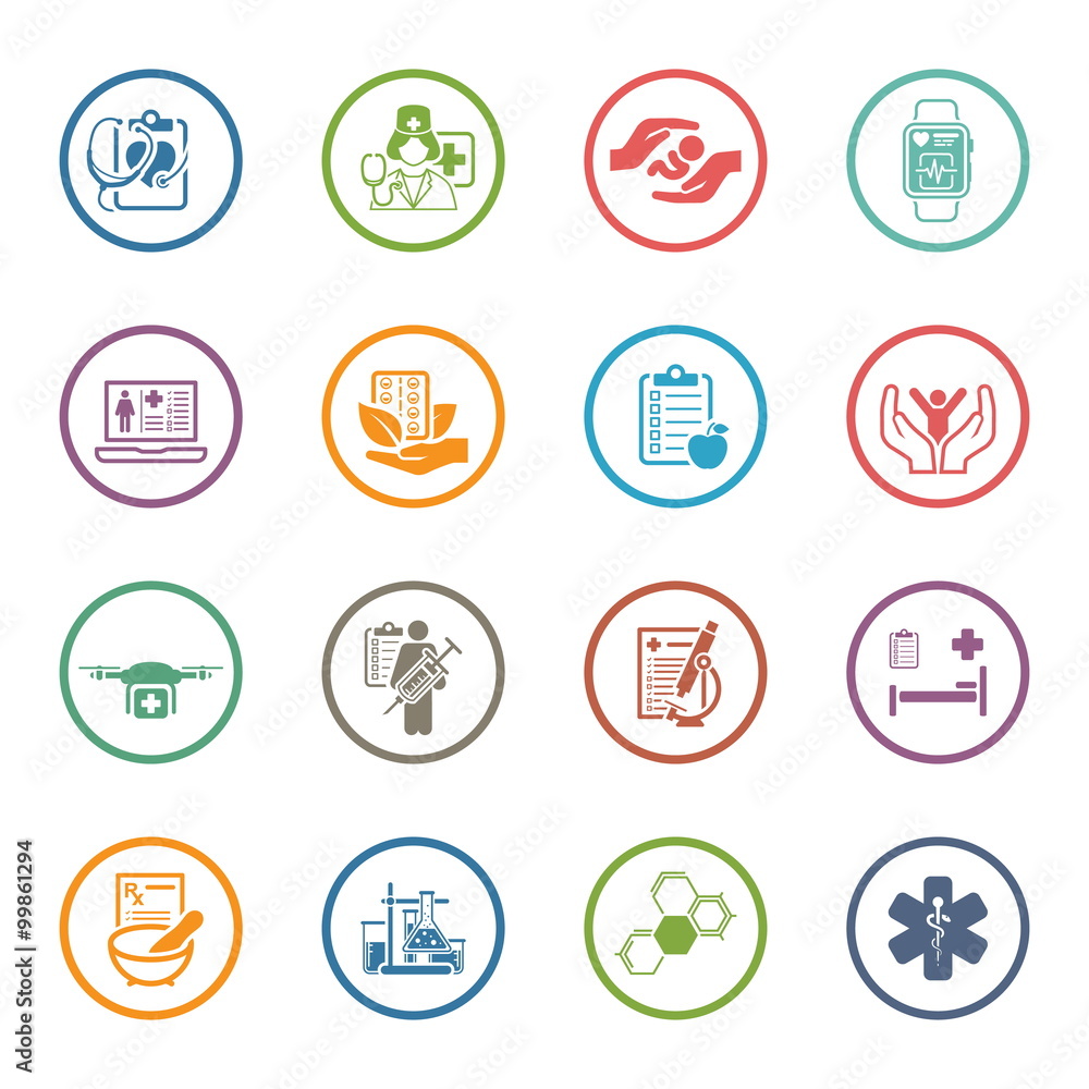 Medical and Health Care Icons Set. Flat Design. Medical and Health Care Icons Set. Flat Design.