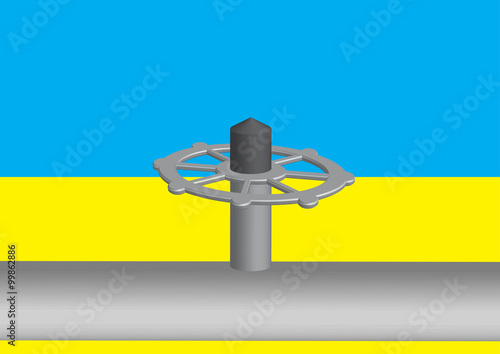Газовый вентиль на фоне украинского флага