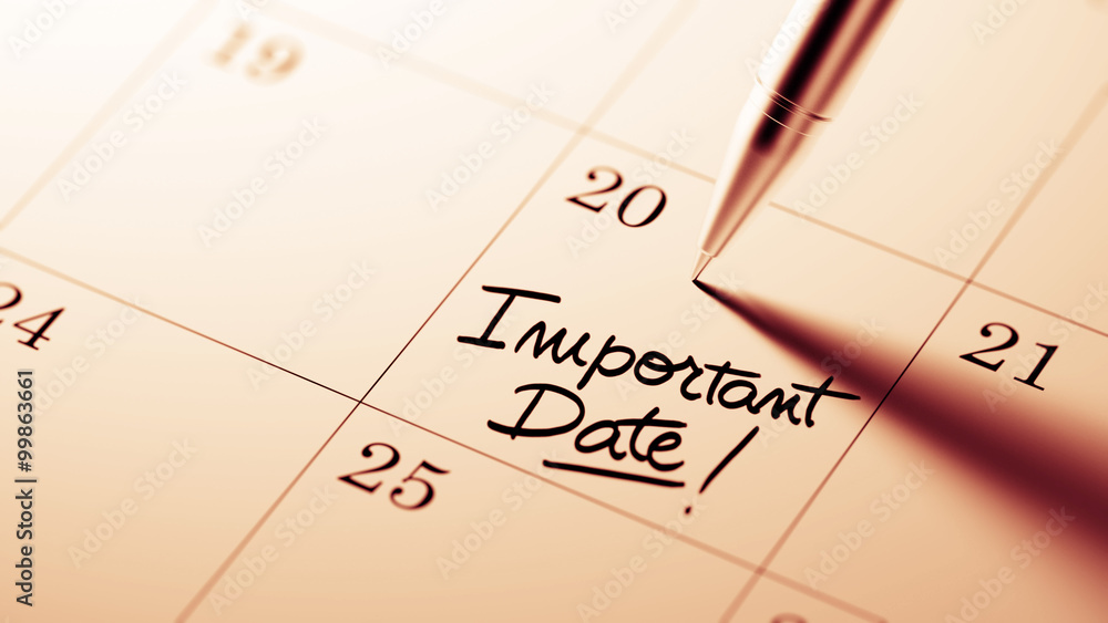 Closeup of a personal agenda setting an important date written w Closeup of a personal agenda setting an important date written w