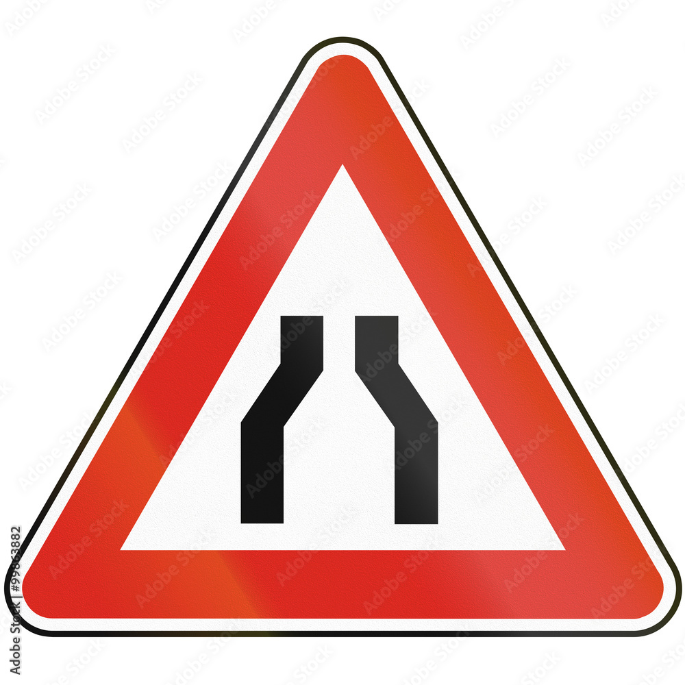 Road sign used in Slovakia - Road narrows from both sides Road sign used in Slovakia - Road narrows from both sides