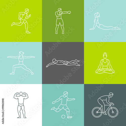 Vector set of linear sport icons