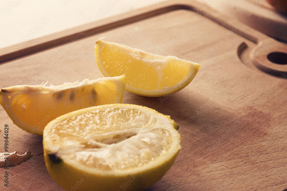 Sliced Lemon On The Board