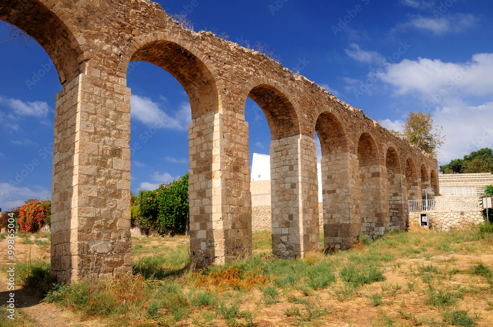 Ancient roman aqueduct in northern Israel near Nahariya city.   