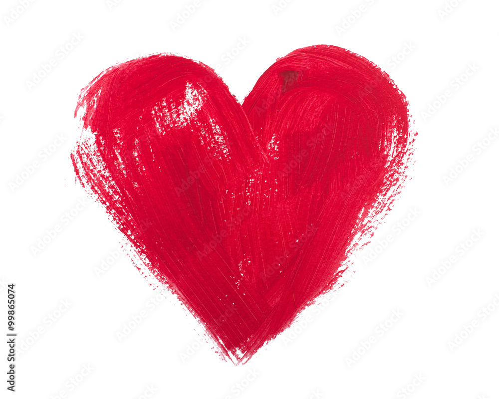 Obraz Akwarela i akrylowi serca odizolowywający na białym tle