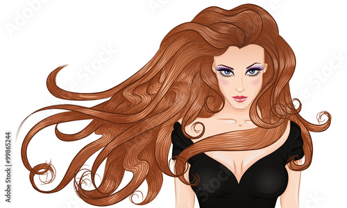 Portrait of a young woman with long hair