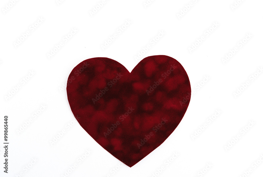 stylish velvet heart, isolated on white background, valentines g