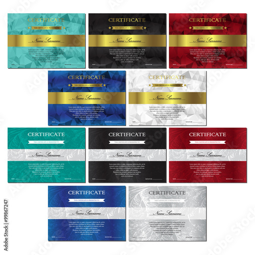 Certificate and diploma templates set