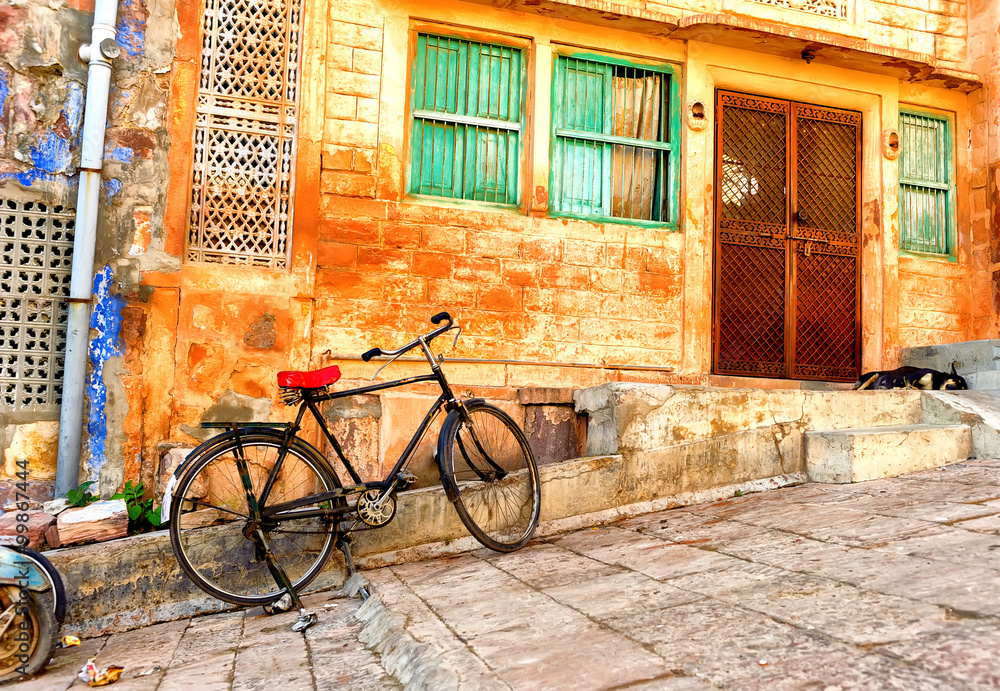 Street view of old quarters in Jodhpur city in India