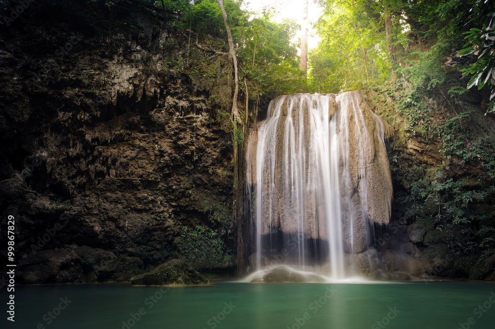Nature background - Waterfall in tropical rainforest