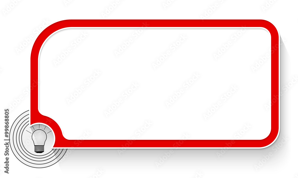 Red text box for your text and bulb symbol Red text box for your text and bulb symbol
