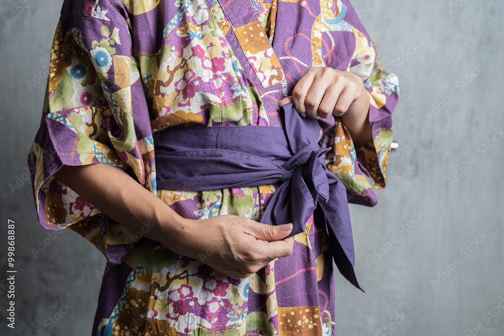 Onsen series : Tie obi yukata foto de Stock | Adobe Stock