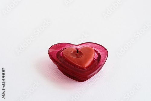 heart red candle isolated on white background, valentine greetin