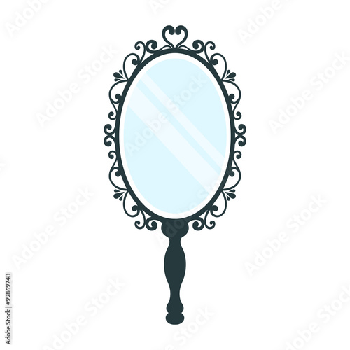 vintage mirror with a handle on a white background