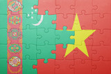 puzzle with the national flag of turkmenistan and vietnam