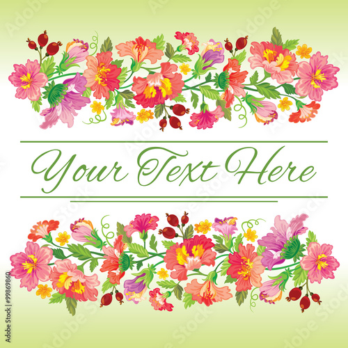 Template card with floral design