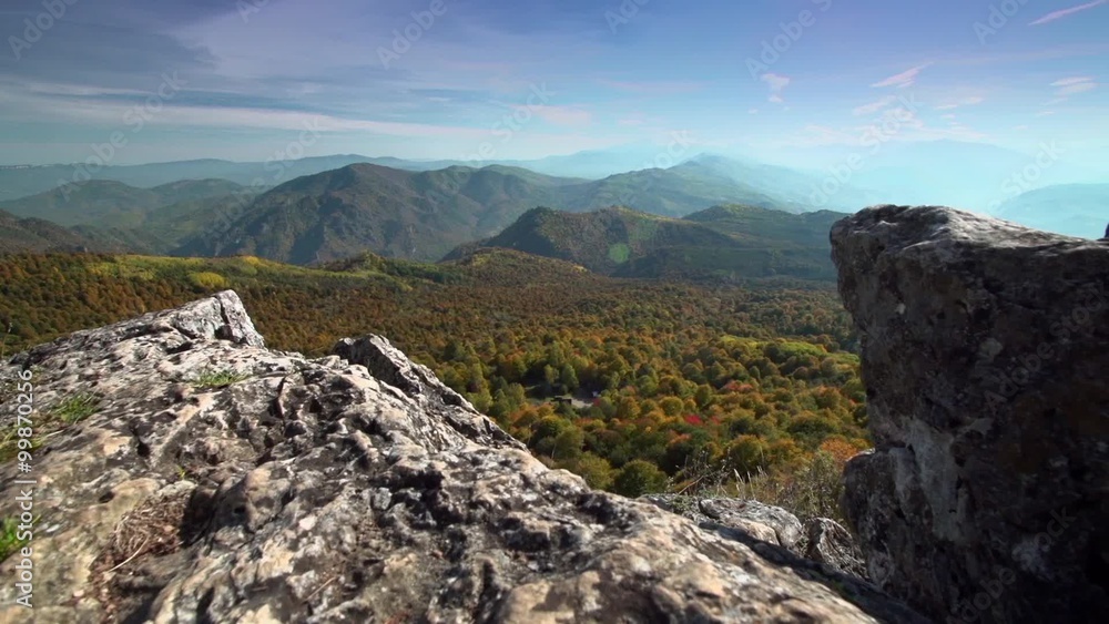 Panorama of the Autumn Mountains of the Caucasus in a Sunny Day Panorama of the Autumn Mountains of the Caucasus in a Sunny Day
