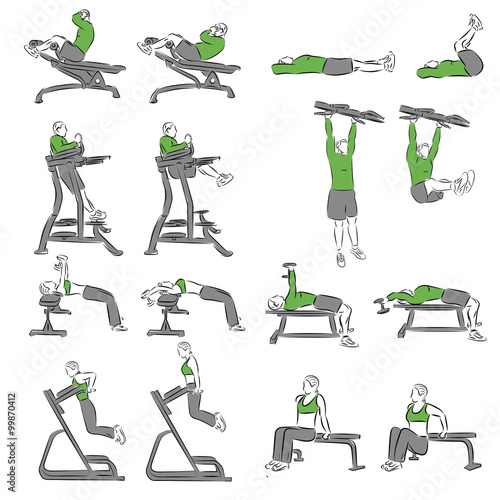 Set of systematic bodybuilding exercises