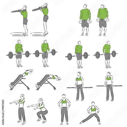 Set of systematic bodybuilding exercises