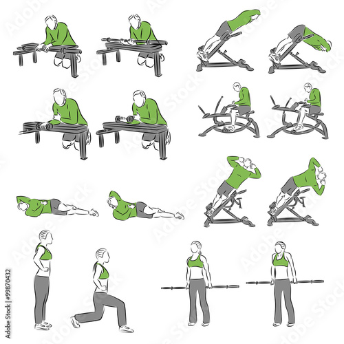 Set of systematic bodybuilding exercises