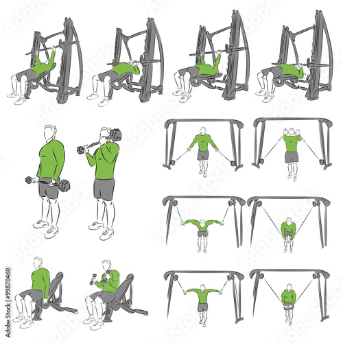 Set of systematic bodybuilding exercises
