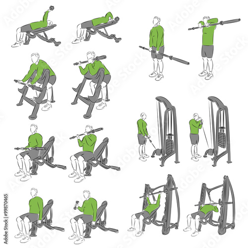 Set of systematic bodybuilding exercises