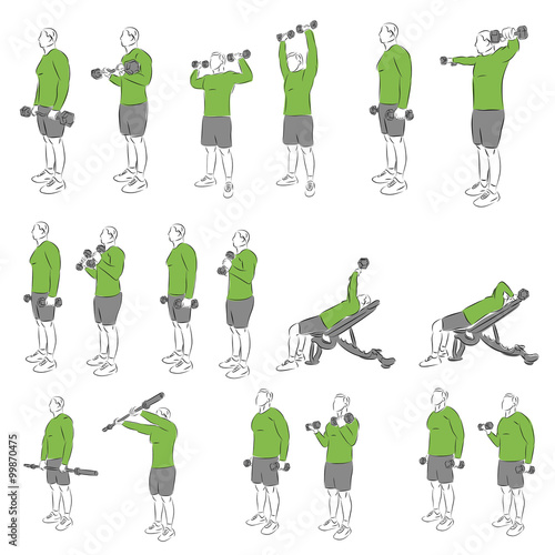 Set of systematic bodybuilding exercises