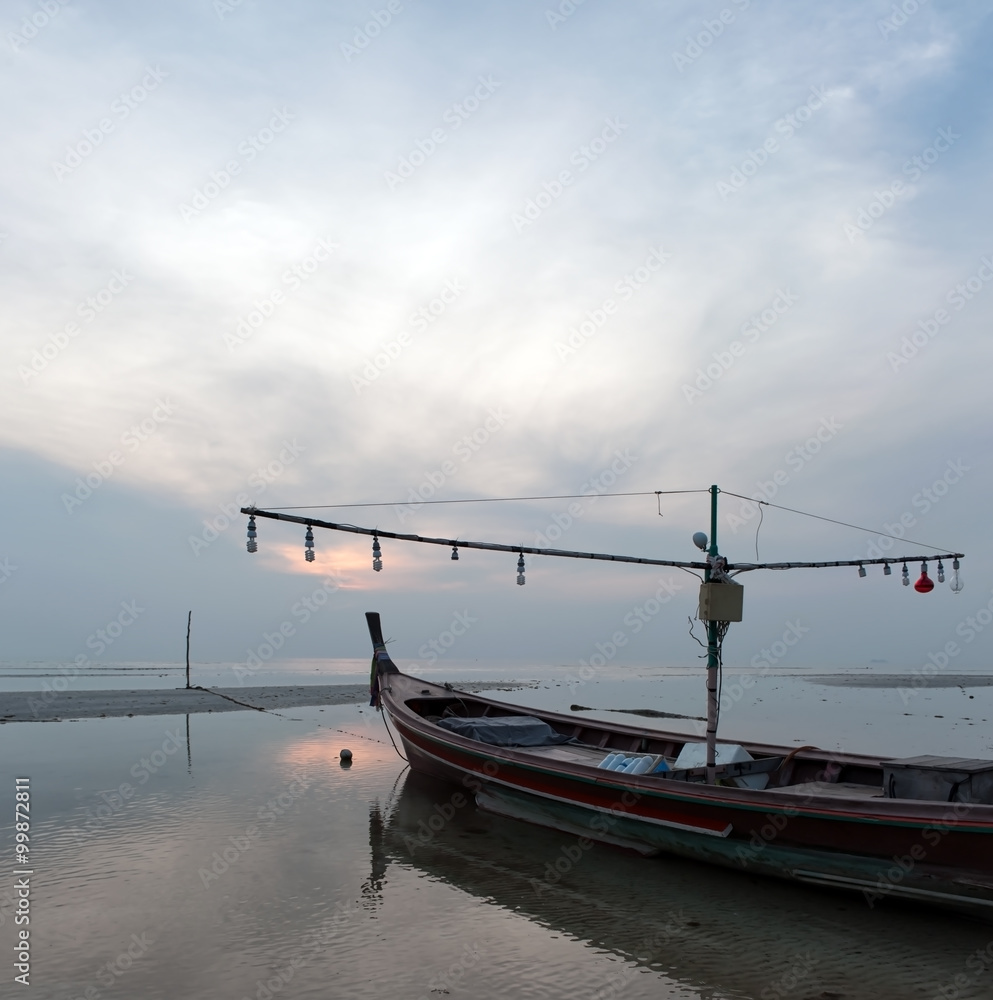 Fishing boat and morning silence peaceful photography