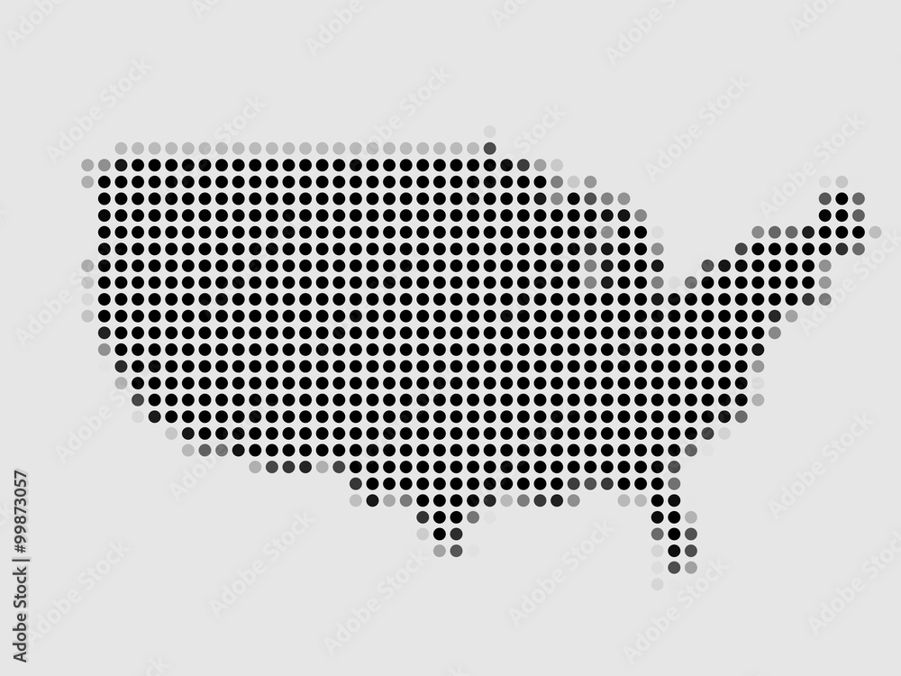 Map of United States made of dots