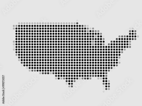 Map of United States made of dots