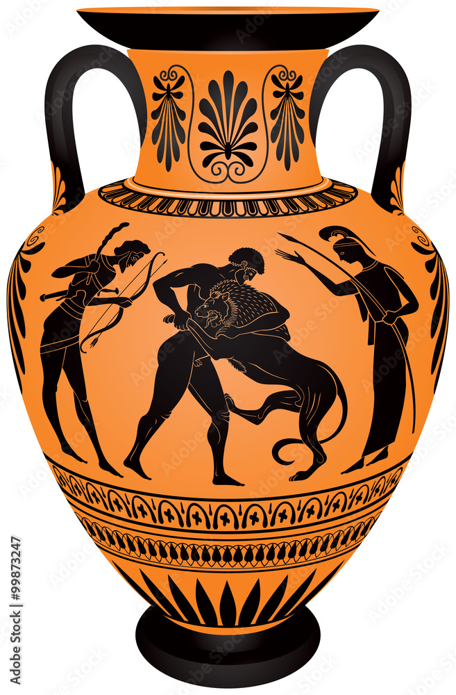 Amphora Hercules First Labor Heracles Fighting The Nemean Lion Amphora Hercules First Labor Heracles Fighting The Nemean Lion