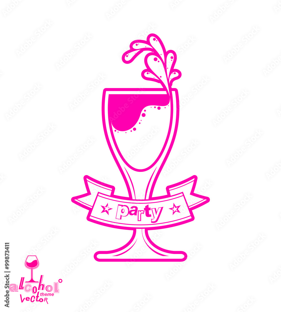 Vector wine glass with splash, alcohol idea graphic illustration