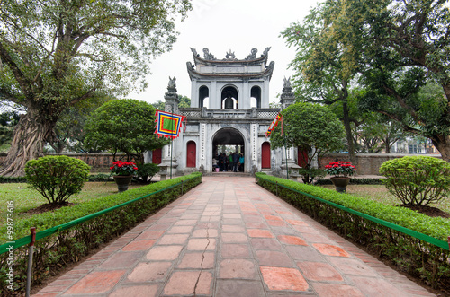 Temple of Literature in Hanoi, Vietnam. The entrance gate