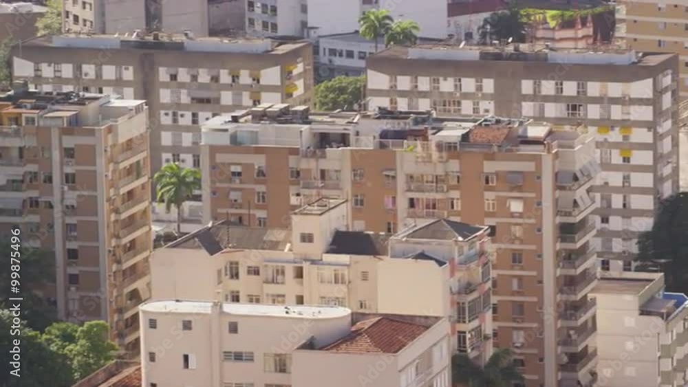 Pan shot of park, street, and apartments in Rio de Janeiro, Brazil. Pan shot of park, street, and apartments in Rio de Janeiro, Brazil.