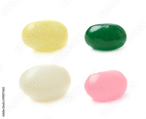 Single jelly bean candy isolated