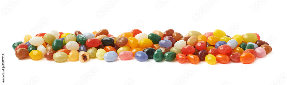 Line made of jelly beans isolated Line made of jelly beans isolated